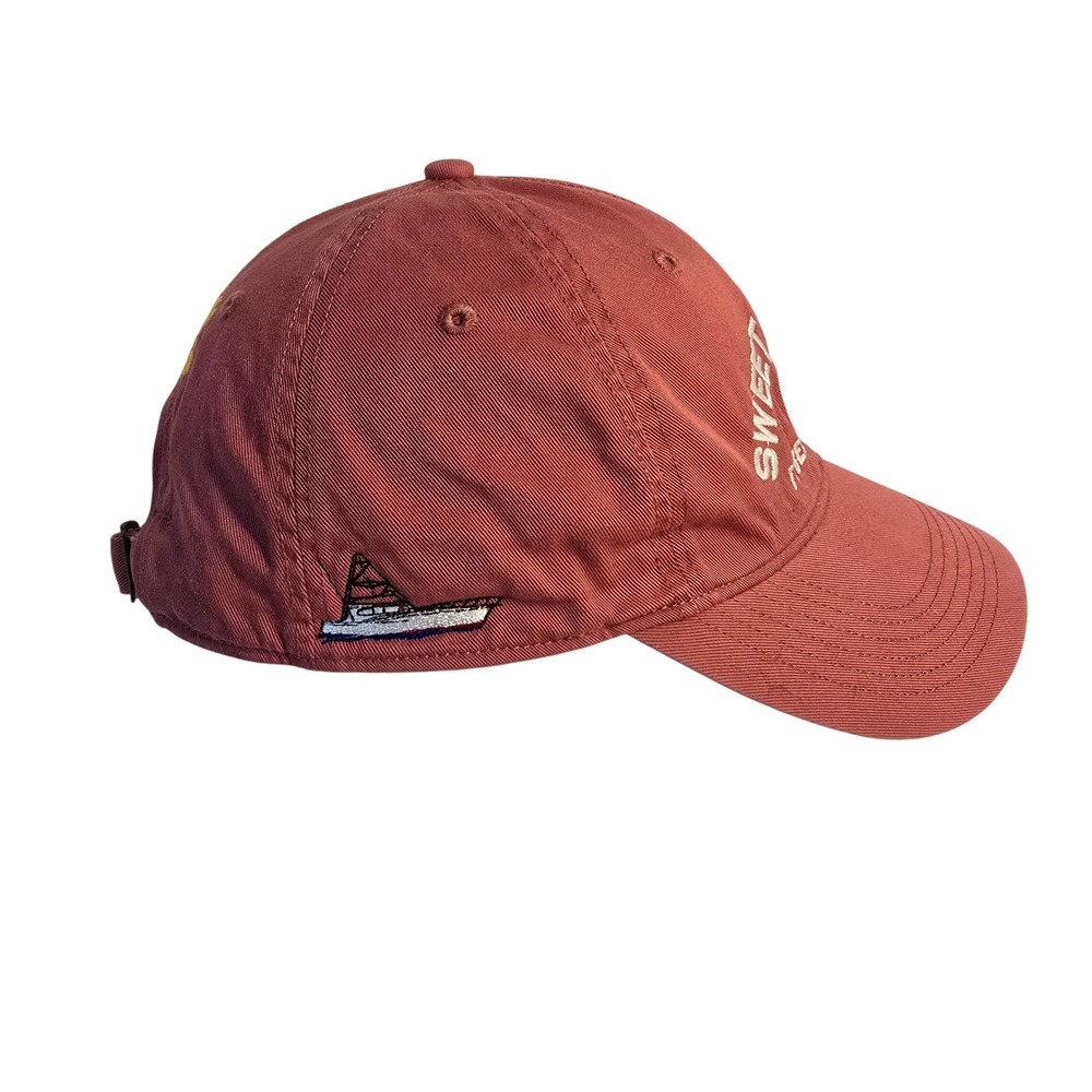 Sweet Lowland Tybee Island GA Nautical Baseball Cap Hat Red Embroidered Boat - Picture 3 of 11